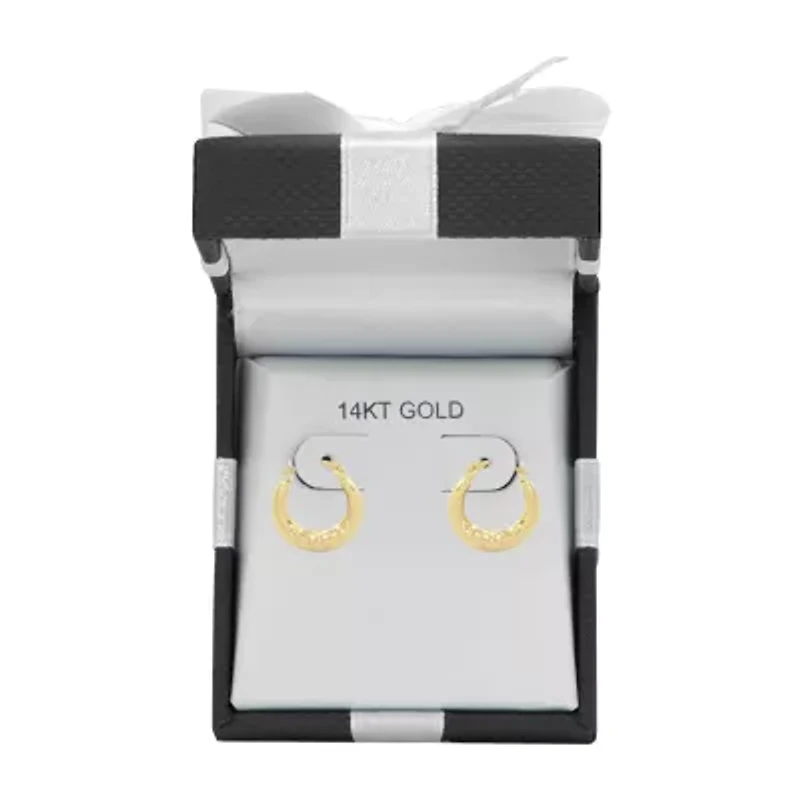 Womens 14K Gold 15mm Heart Hoop Earrings
