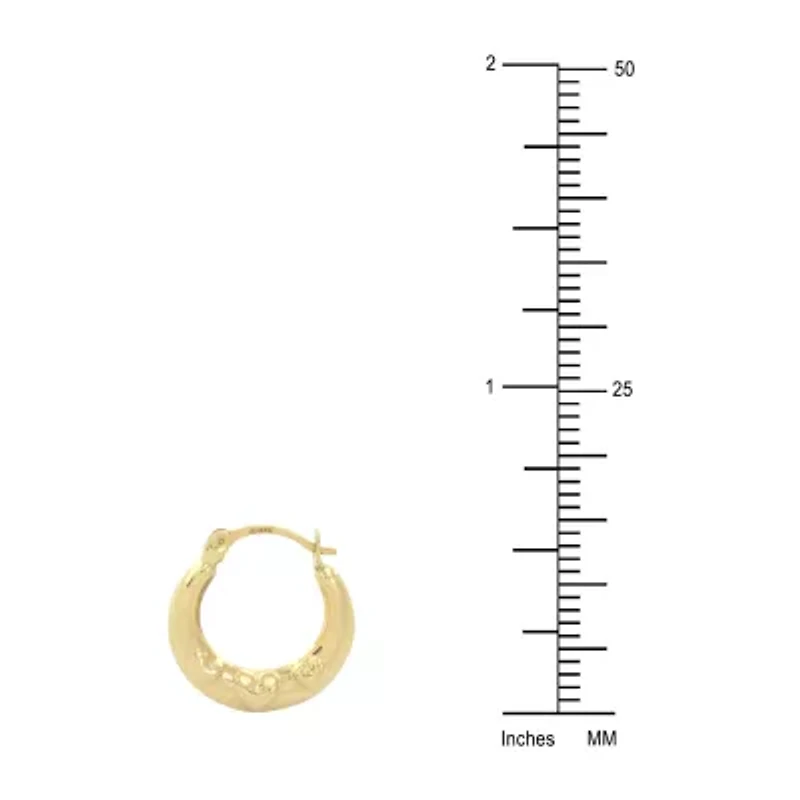 Womens 14K Gold 15mm Heart Hoop Earrings