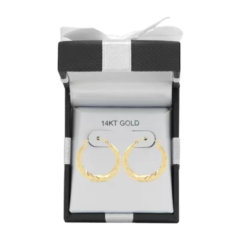 Womens 14K Gold 24mm Round Hoop Earrings