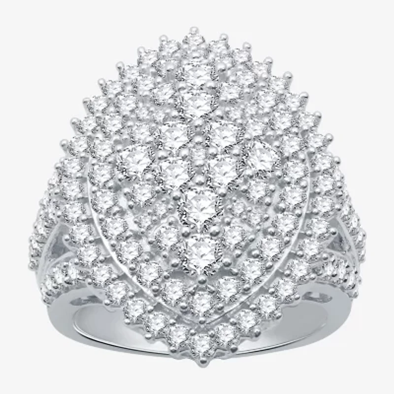 (H-I / I1) Womens 3 CT. T.W. Lab Grown Diamond 10K White Gold Halo Cocktail Ring