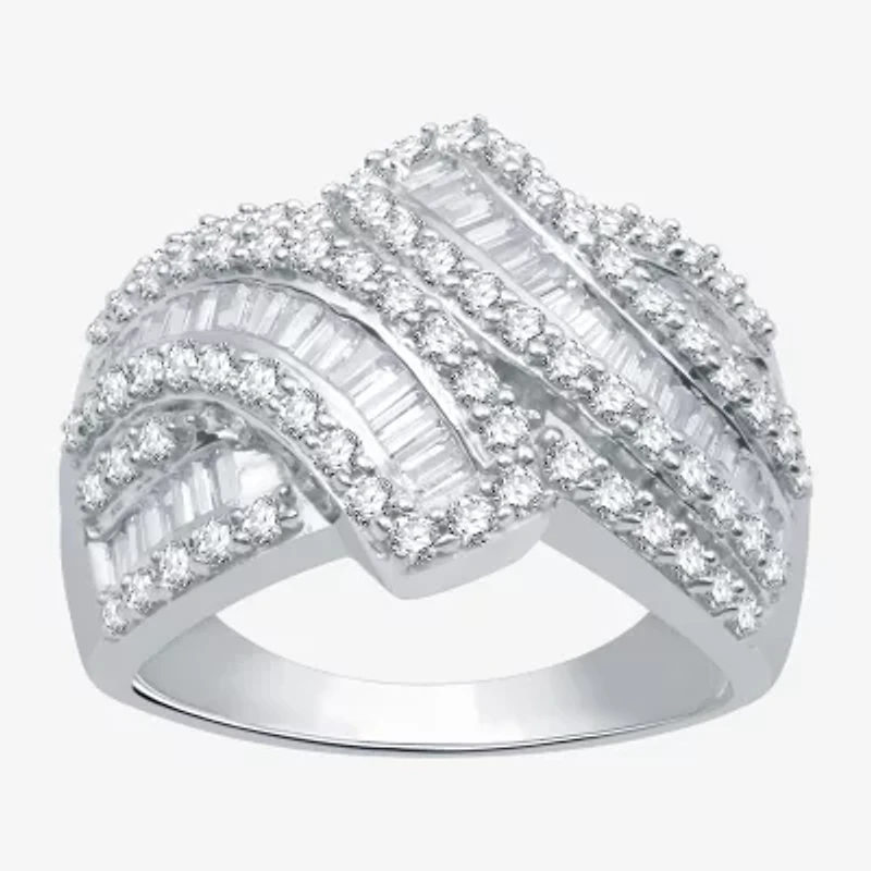 (H-I / I1) Womens 2 CT. T.W. Lab Grown Diamond 10K White Gold Bypass  Band