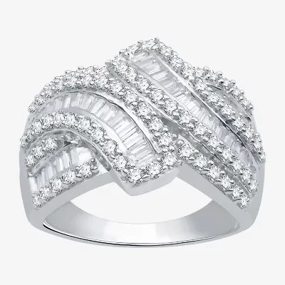 (H-I / I1) Womens 2 CT. T.W. Lab Grown Diamond 10K White Gold Bypass  Band