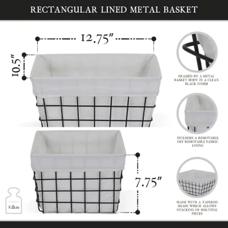 Cheungs Lined Rectangular Metal Basket
