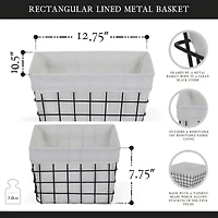 Cheungs Lined Rectangular Metal Basket