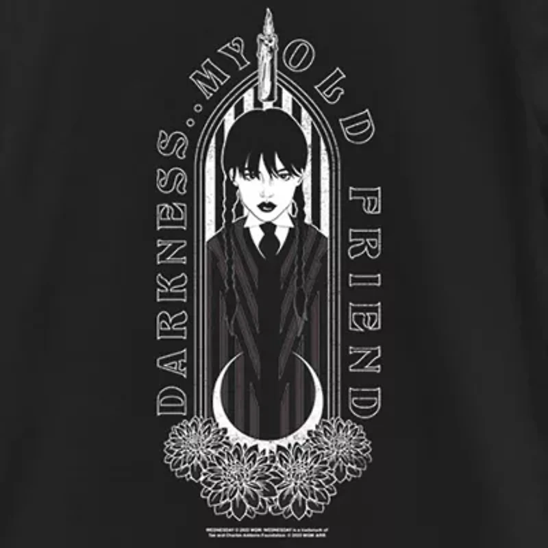 Little & Big Kid Girls Crew Neck Short Sleeve Regular Fit Wednesday Addams Graphic T-Shirt