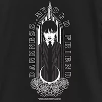 Little & Big Kid Girls Crew Neck Short Sleeve Regular Fit Wednesday Addams Graphic T-Shirt
