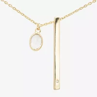 Sparkle Allure Womens Red Crystal 14K Gold Over Brass Bar 16 Inch Pendant Necklace