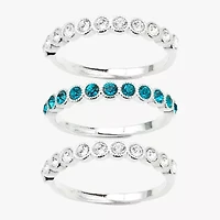 Sparkle Allure Adjustable Womens Red Crystal Pure Silver Over Brass Round Eternity Ring Set