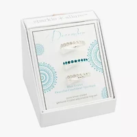 Sparkle Allure Adjustable Womens Red Crystal Pure Silver Over Brass Round Eternity Ring Set