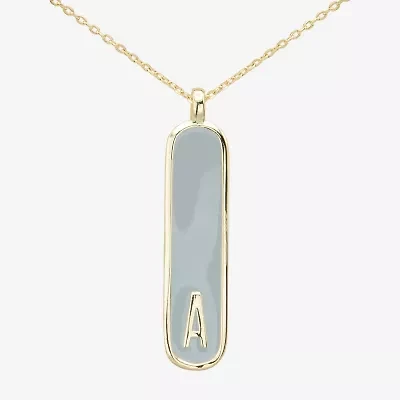Sparkle Allure Initial Womens 14K Gold Over Brass Bar Oval 16 Inch Pendant Necklace