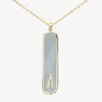 Sparkle Allure Initial Womens 14K Gold Over Brass Bar Oval 16 Inch Pendant Necklace