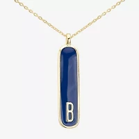 Sparkle Allure Initial Womens 14K Gold Over Brass Bar Oval 16 Inch Pendant Necklace