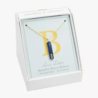 Sparkle Allure Initial Womens 14K Gold Over Brass Bar Oval 16 Inch Pendant Necklace