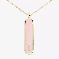 Sparkle Allure Initial Womens 14K Gold Over Brass Bar Oval 16 Inch Pendant Necklace