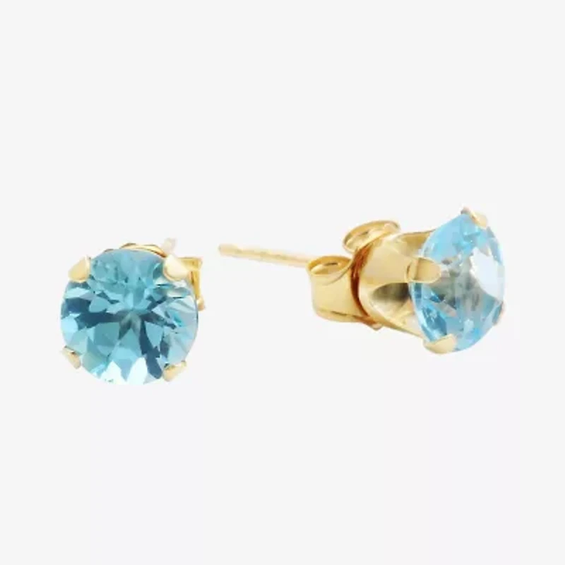 Gemstone 10K Gold 6mm Round Stud Earrings