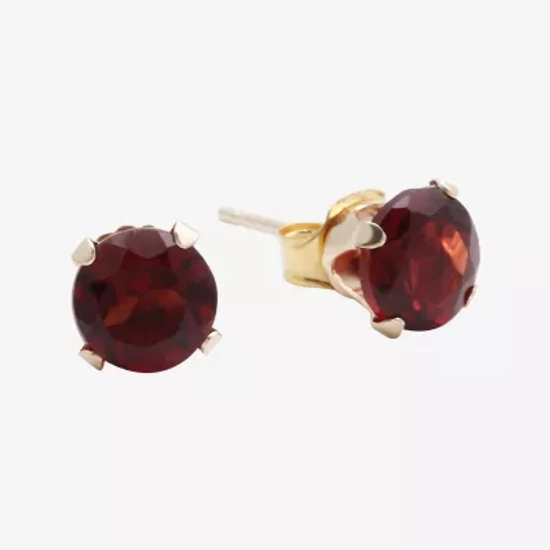 Gemstone 10K Gold 6mm Round Stud Earrings