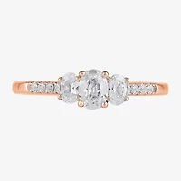 Love Lives Forever 3/4 CT.T.W. (H-I / SI2) Lab-Grown Oval Diamond 3-Stone Side Stone Engagement Ring 10K or 14K Gold
