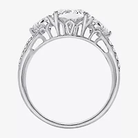 Diamonart Womens Cubic Zirconia Sterling Silver Side Stone 3-Stone Bridal Set