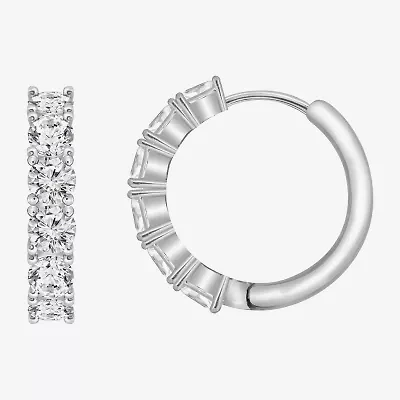 Diamonart Womens Cubic Zirconia Sterling Silver 21.3mm Hoop Earrings