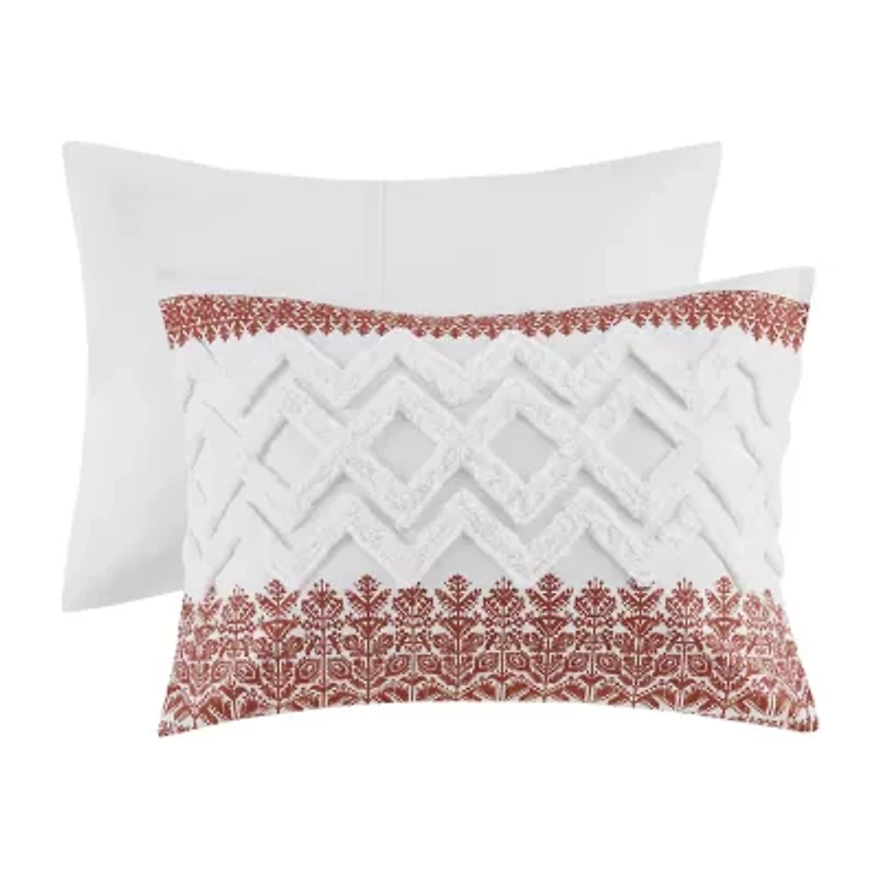 INK+IVY Mila 3 Piece Cotton Duvet Cover Set with Chenille Tufting