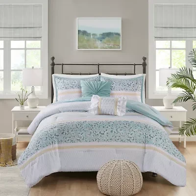 Madison Park Evian Seersucker 5-pc. Midweight Comforter Set