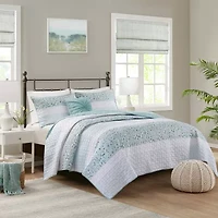Madison Park Evian Seersucker 4-pc. Hypoallergenic Quilt Set
