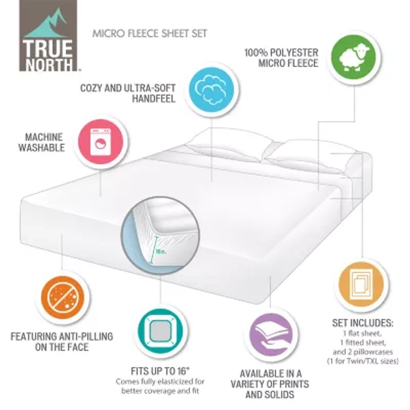 True North By Sleep Philosophy Micro Fleece Sheet Set