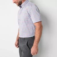 St. John's Bay Performance Mens Short Sleeve Slim Fit Wrinkle Free Button-Down Shirt