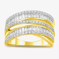 I/ I2 Womens 1 CT. T.W. Lab Grown White Diamond 14K Gold Over Silver Cocktail Ring
