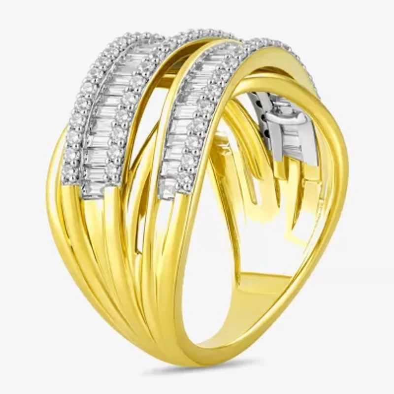 I/ I2 Womens 1 CT. T.W. Lab Grown White Diamond 14K Gold Over Silver Cocktail Ring