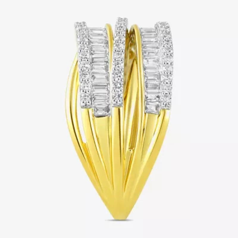 I/ I2 Womens 1 CT. T.W. Lab Grown White Diamond 14K Gold Over Silver Cocktail Ring