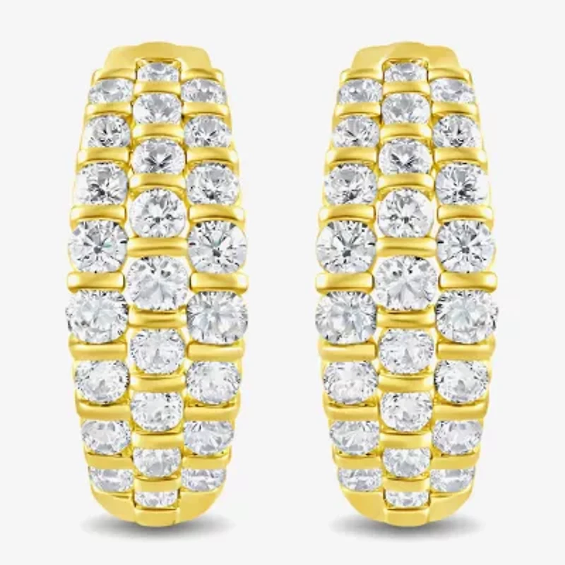 I/ I2 Womens 2 CT. T.W. Lab Grown White Diamond 14K Gold Over Silver 20.3mm Hoop Earrings