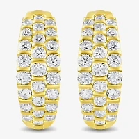 I/ I2 Womens 2 CT. T.W. Lab Grown White Diamond 14K Gold Over Silver 20.3mm Hoop Earrings