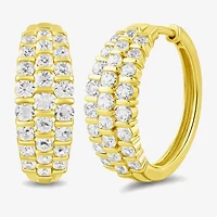 I/ I2 Womens 2 CT. T.W. Lab Grown White Diamond 14K Gold Over Silver 20.3mm Hoop Earrings