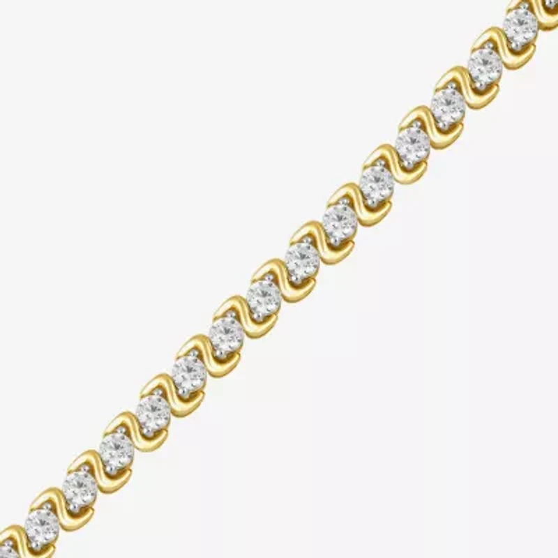 (I / I2) Womens 3 CT. T.W. Lab Grown White Diamond 14K Gold Over Silver Tennis Bracelet
