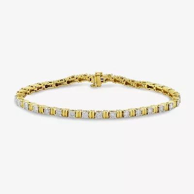 (I / I2) Womens 3 CT. T.W. Lab Grown White Diamond 14K Gold Over Silver Tennis Bracelet