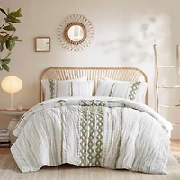 INK+IVY Imani 3pc Cotton Printed Duvet Cover Set w/ Chenille