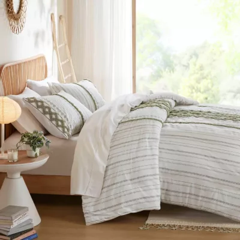 INK+IVY Imani 3pc Cotton Printed Duvet Cover Set w/ Chenille