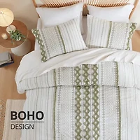 INK+IVY Imani 3pc Cotton Printed Duvet Cover Set w/ Chenille