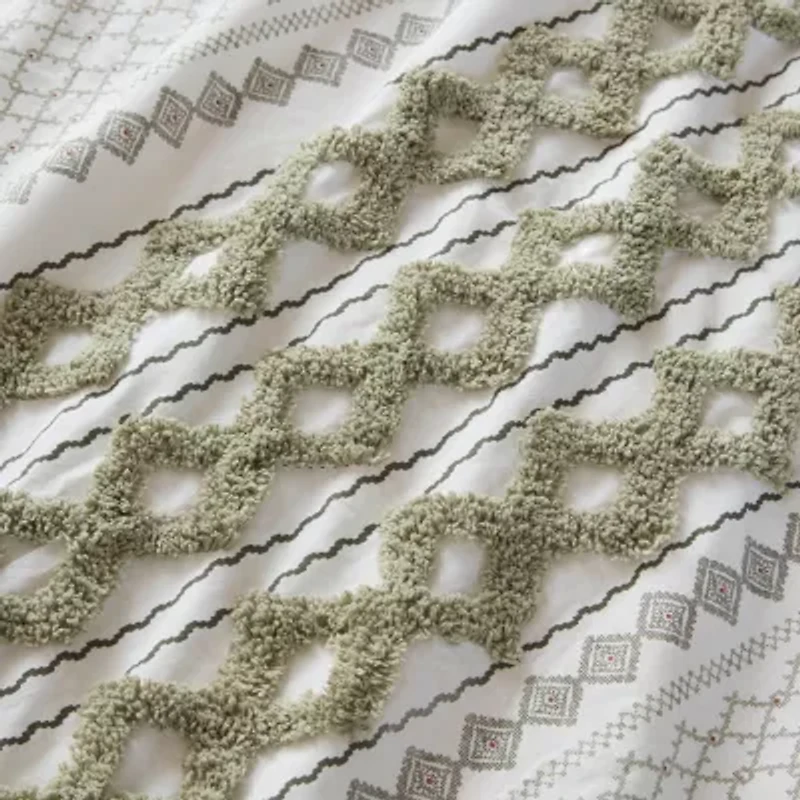 INK+IVY Imani 3pc Cotton Printed Duvet Cover Set w/ Chenille