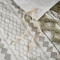 INK+IVY Imani 3pc Cotton Printed Duvet Cover Set w/ Chenille