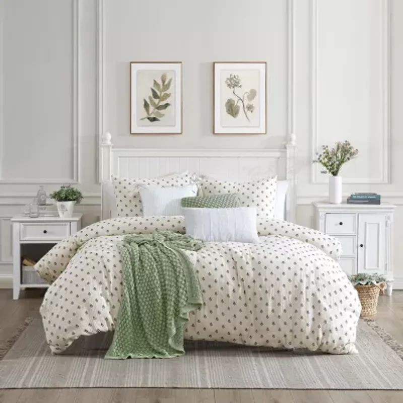 Peri Home Block Print Gauze 3-pc. Easy Care Duvet Cover Set