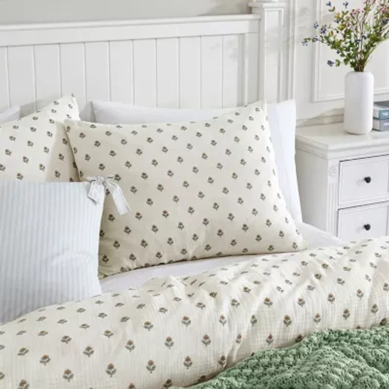 Peri Home Block Print Gauze 3-pc. Easy Care Duvet Cover Set