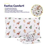 Sweet Home Collection Printed Christmas Holiday Microfiber Deep Pocket Sheet Set