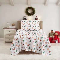 Sweet Home Collection Printed Christmas Holiday Microfiber Deep Pocket Sheet Set