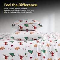 Sweet Home Collection Printed Christmas Holiday Microfiber Deep Pocket Sheet Set