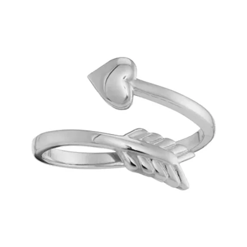 Personalized Sterling Silver Bypass Arrow Initial Ring