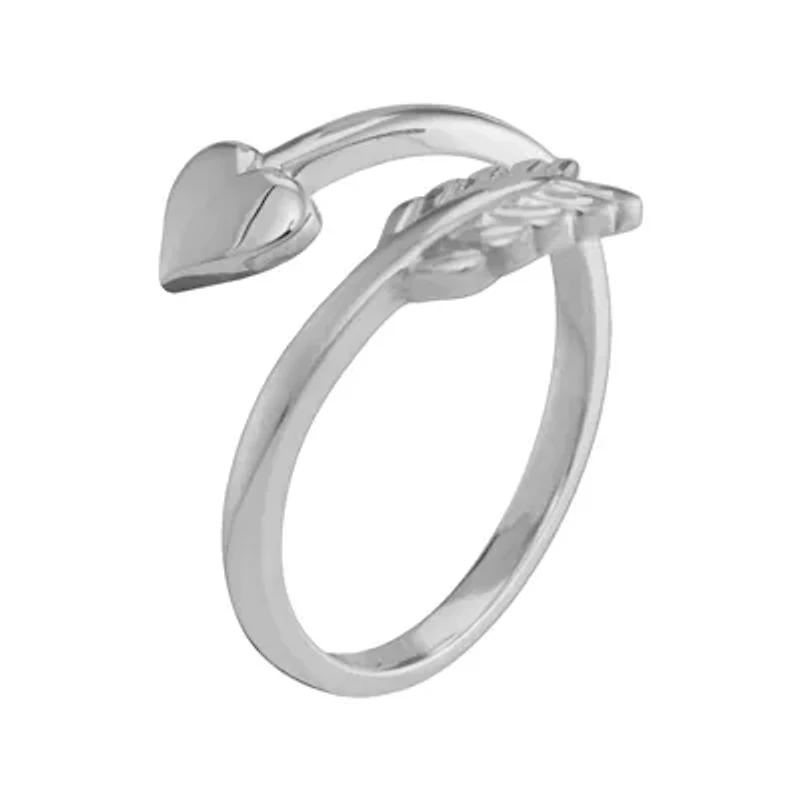 Personalized 14K White Gold Bypass Arrow Initial Ring