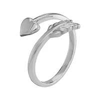 Personalized 14K White Gold Bypass Arrow Initial Ring