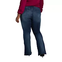 Poetic Justice Womens Plus Mid Rise Belly Flare Leg Jean